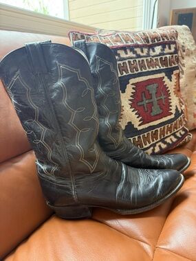Tony Lama Black Leather Men’s Cowboy Boots